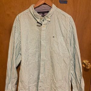 Tommy Hilfiger Long sleeve button down shirt blue and white mens 2xl